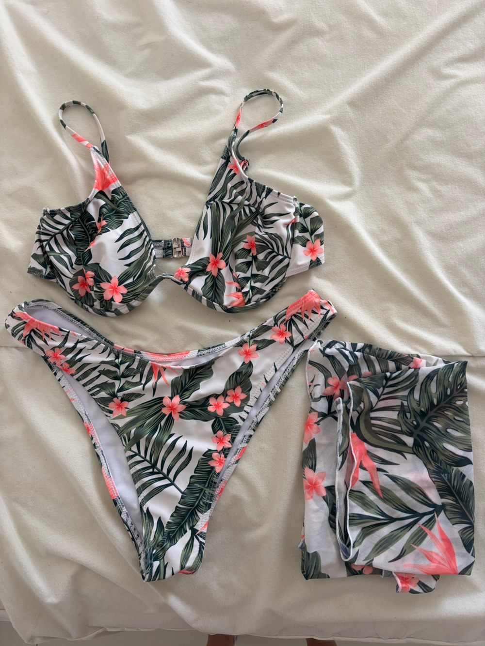 3 piece floral bikini set